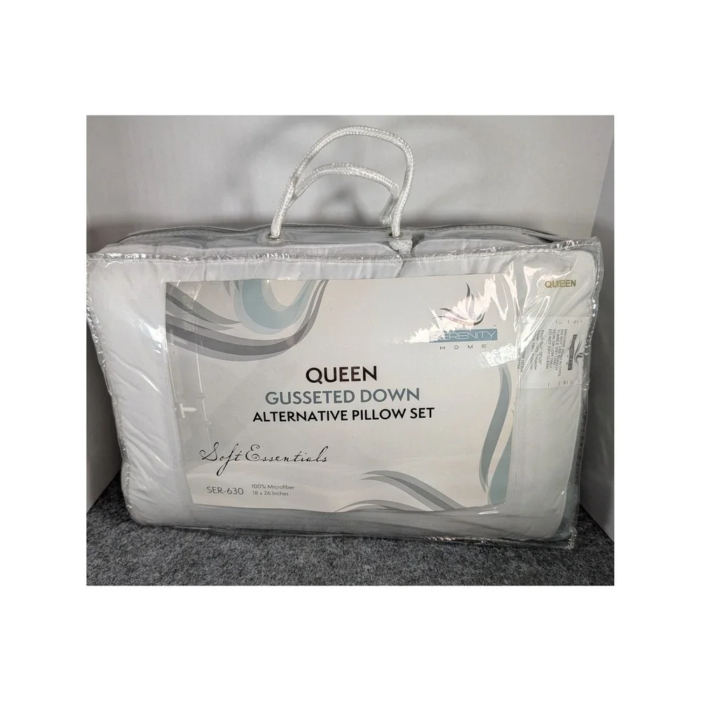 Serenity Home Queen Gusseted Down Alternative Pillow Set White SER-630 2 Pack